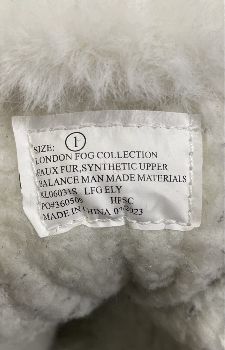 London Fog LFG Ely White Pearlescent Quilted Faux Fur Winter Boots Kids Size 1