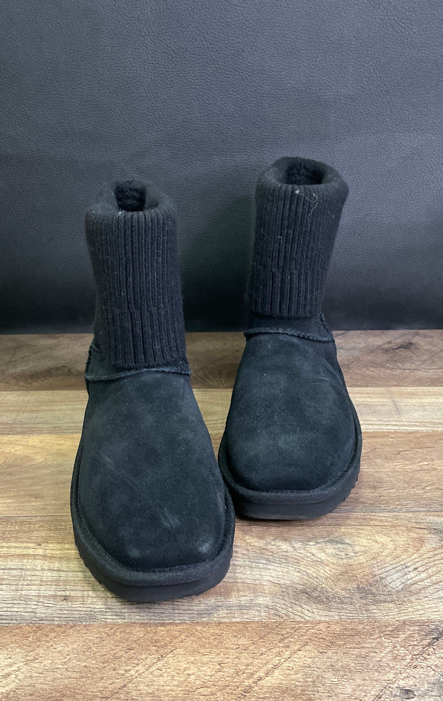UGG Marais Knit Chelsea Boots Black Suede Women's Size 6