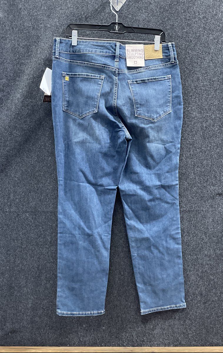 Anne Klein Women's High Rise Slim Straight Jeans Blue Slimming Sculpting 14 NWT