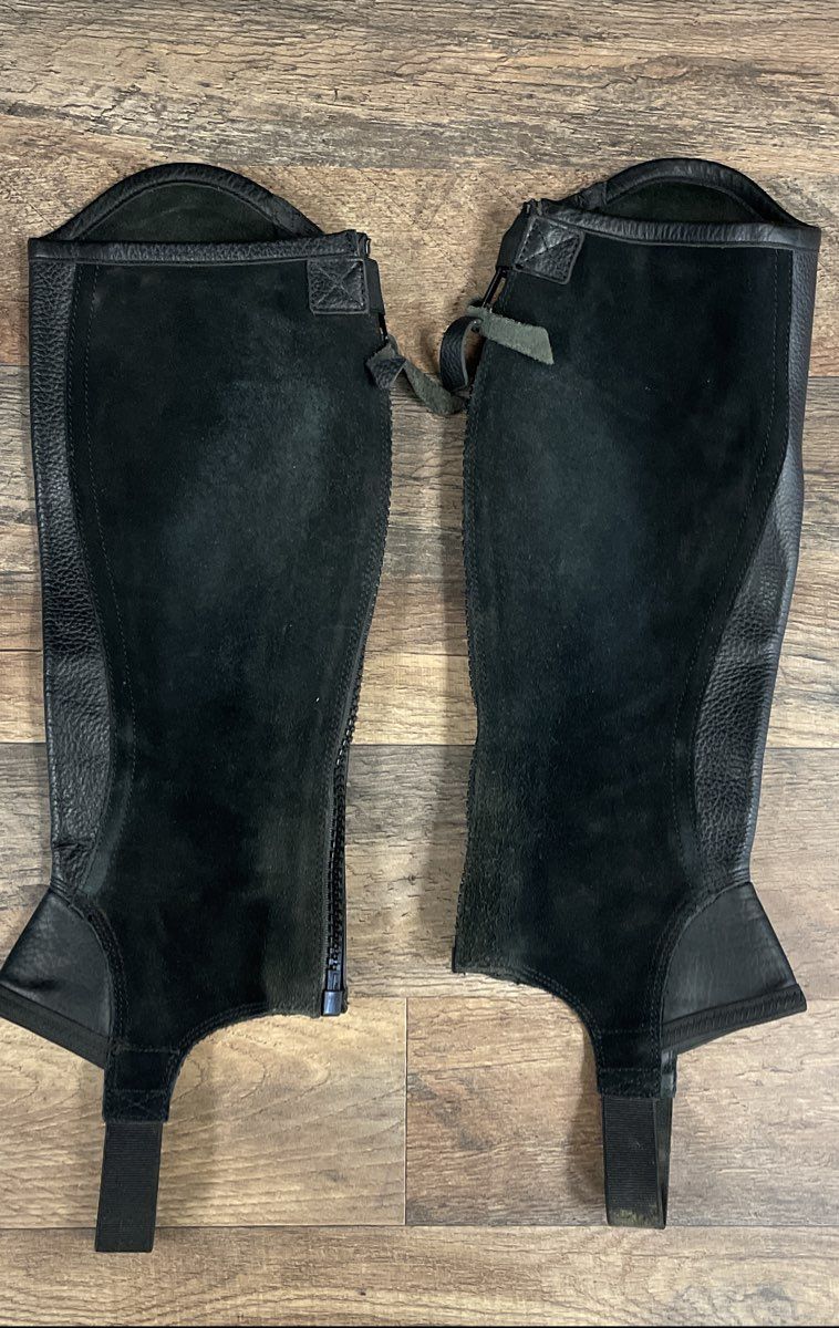 Ariat Concord Chap Black Leather Equestrian Half Chaps Size MS