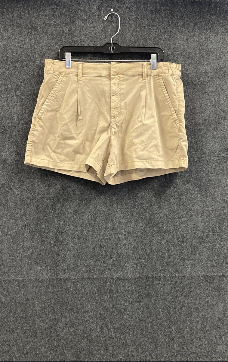 American Eagle Women's Khaki High Rise Stretch Pleated Shorts Size 12 NWT