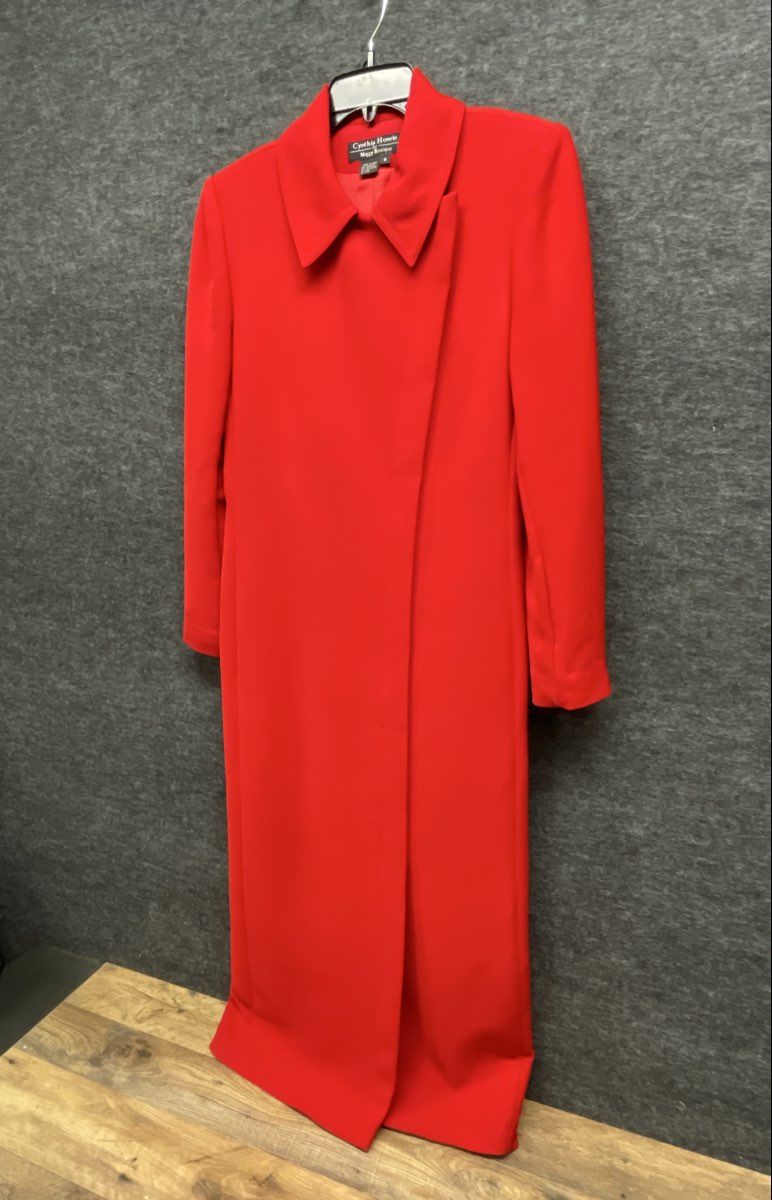 Vintage 90s Cynthia Howie Maggy Boutique Women's Red Maxi Long Coat Sz 8