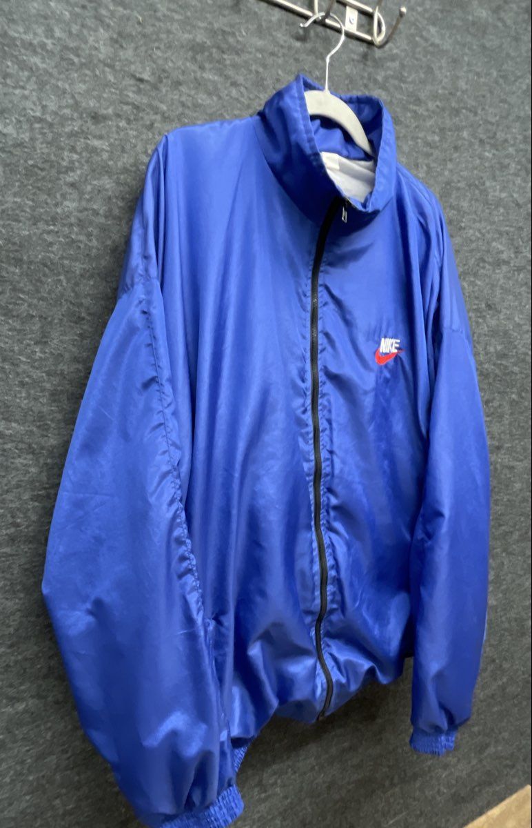 Nike Men's Vintage 90s Blue Windbreaker Full Zip Jacket Size M