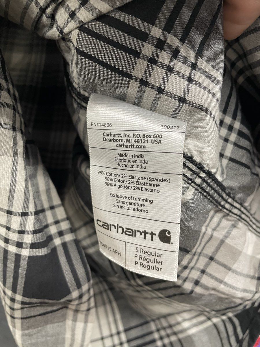 Carhartt Men's Relaxed Fit Plaid Button Up Shirt Black Gray White Size S