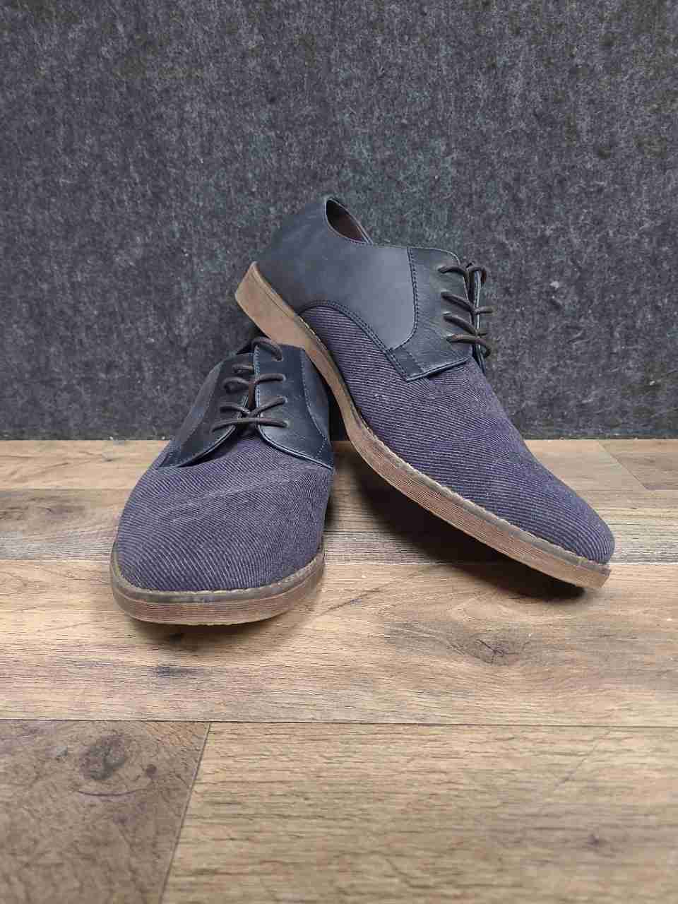 J. Ferrar Marcus Navy Blue Black Textile Synthetic Plain Toe Derby Shoes Size 11