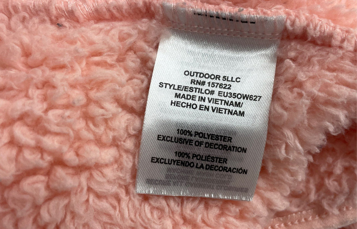 Eddie Bauer Kids Pink Fuzzy Sherpa Hooded Zip Up Fleece Jacket Sz L 14/16