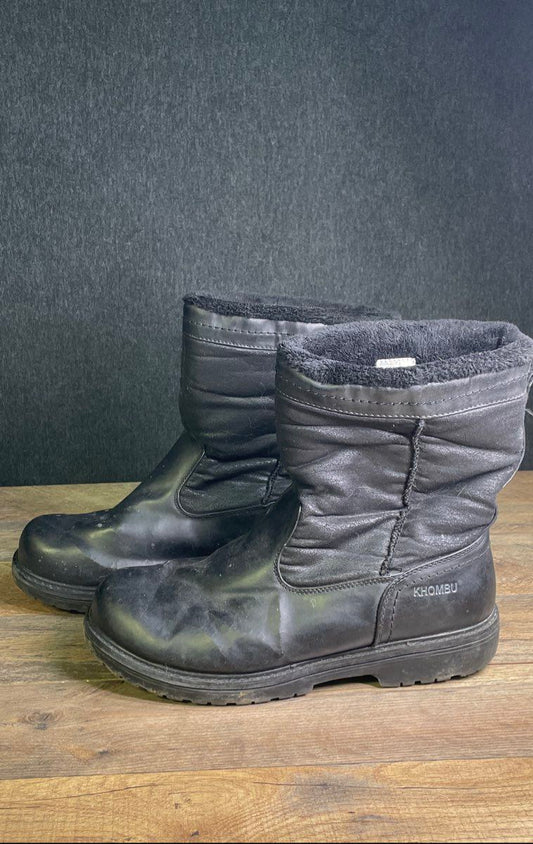 Khombu Black Insulated Pull-On Winter Snow Boots Men's Size 12
