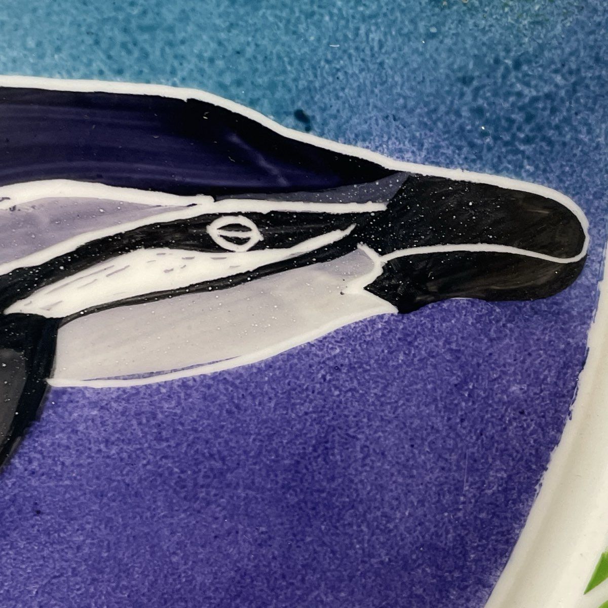 Art From Africa Hand Painted Dolphin Plate by Jill Vitrified Hotelware 12.5"