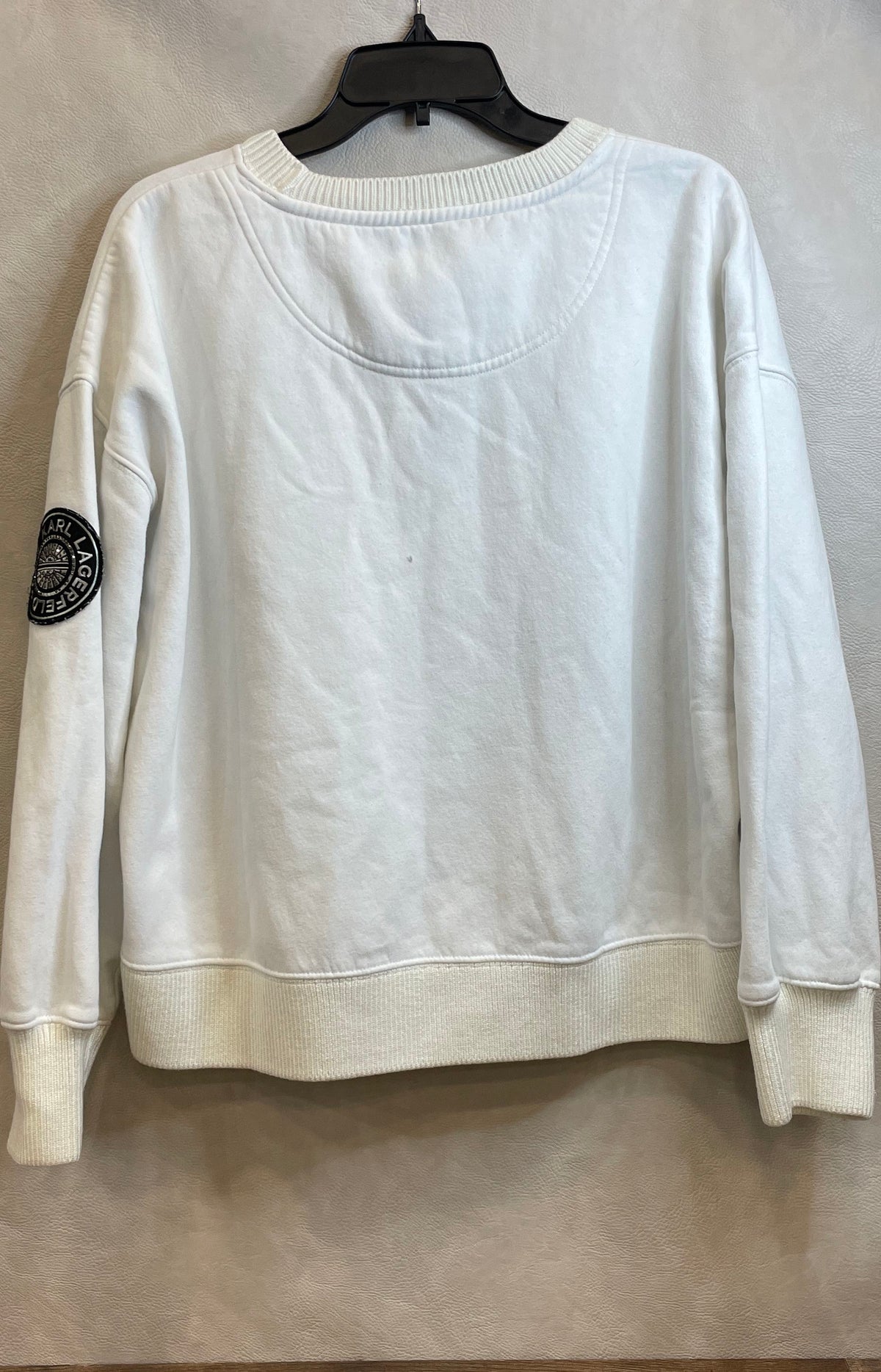 Karl Lagerfeld Paris Women's White Embellished Eiffel Tower Sweatshirt Sz L