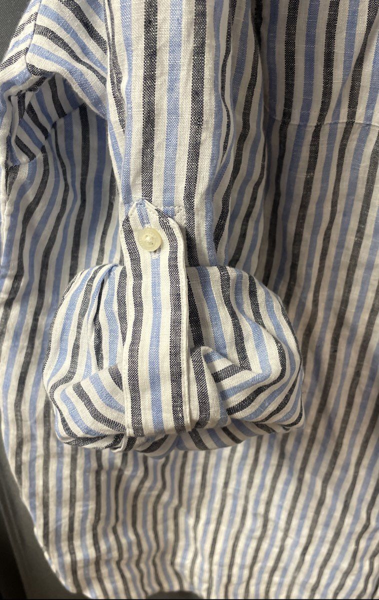 Lauren Ralph Lauren Women's Blue Black Striped Linen Tunic Shirt Sz 2X