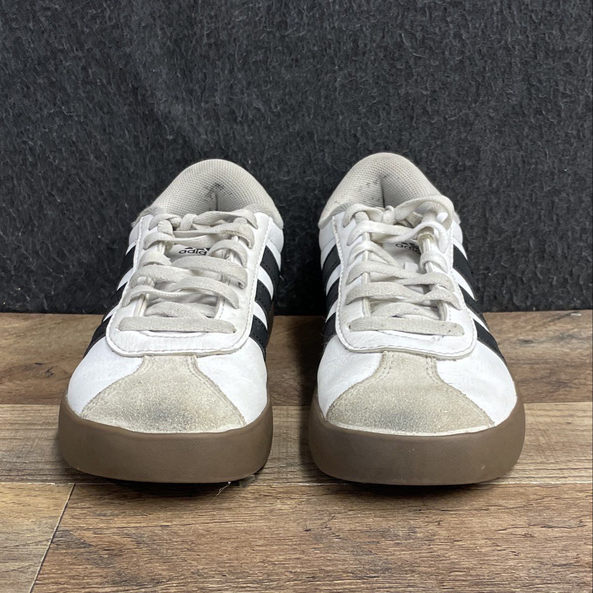 Adidas VL Court 3.0 White Black Gum Lifestyle Sneakers Youth Size 2