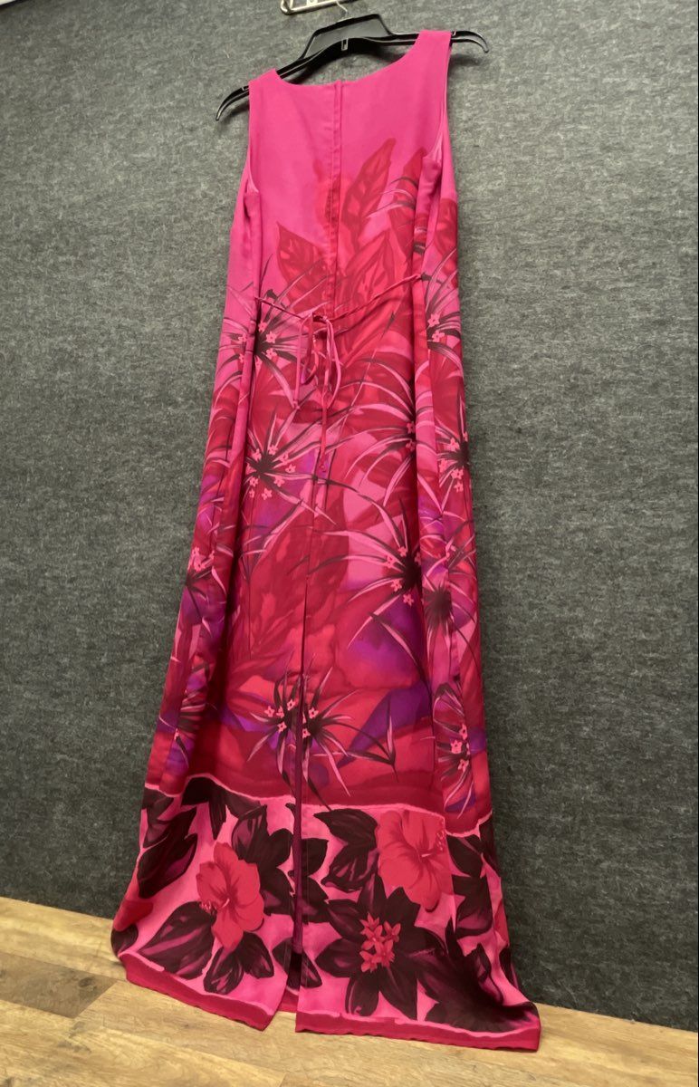 Vintage 90s AGB Byer California Women's Pink Tropical Floral Maxi Dress Sz 10