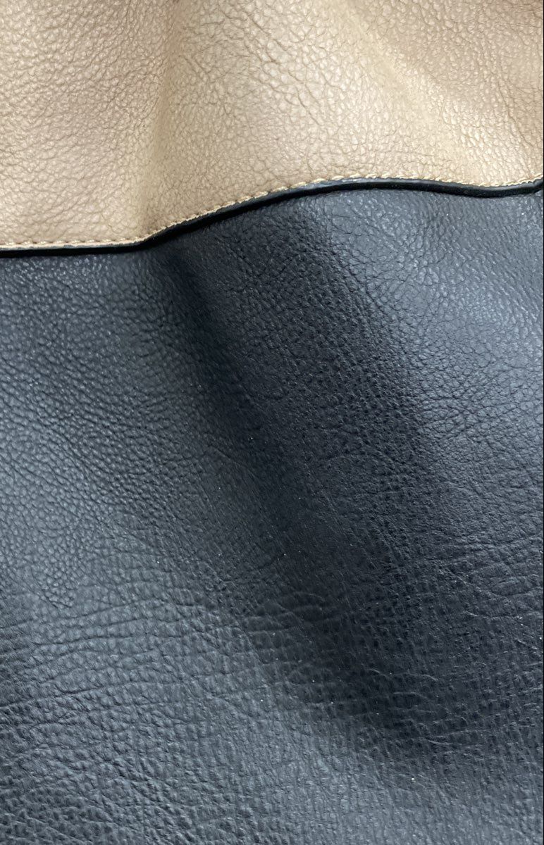 Black Rivet Black Tan Two Tone Pebbled Large Shoulder Tote Bag Braided Gold