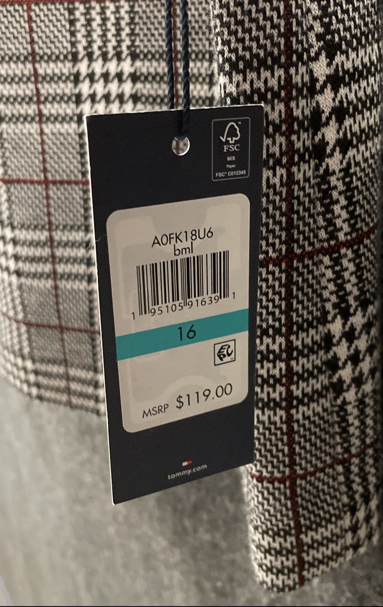 Tommy Hilfiger Women's Plaid Peter Pan Collar Puff Sleeve Dress Sz 16 NWT