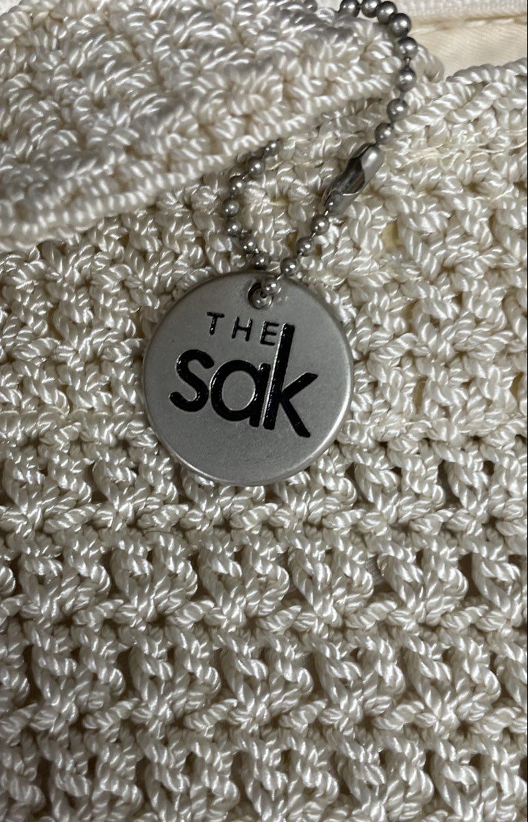 The Sak White Woven Crochet Shoulder Bag Silver Hardware