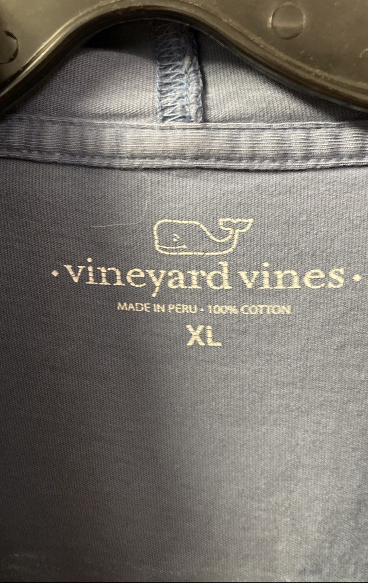 Vineyard Vines Men's Blue Long Sleeve Hooded Shirt Cotton Logo Graphic Sz XL