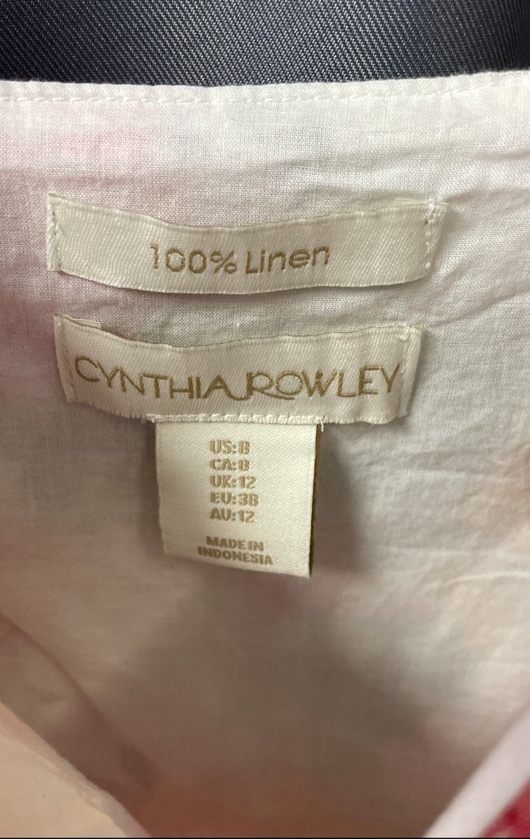 Cynthia Rowley Women's Floral Linen Dress Pockets Adjustable Straps Sz 8