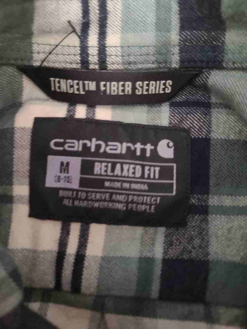 Carhartt Women's Relaxed Fit Tencel Fiber Series Plaid Button Down Shirt Sz M