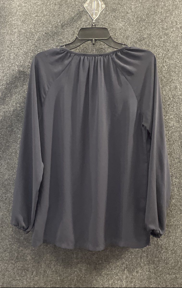 Michael Kors Women's Navy Blue 1/4 Zip Tassel Tie Tiered Tunic Dress Blouse Sz 4