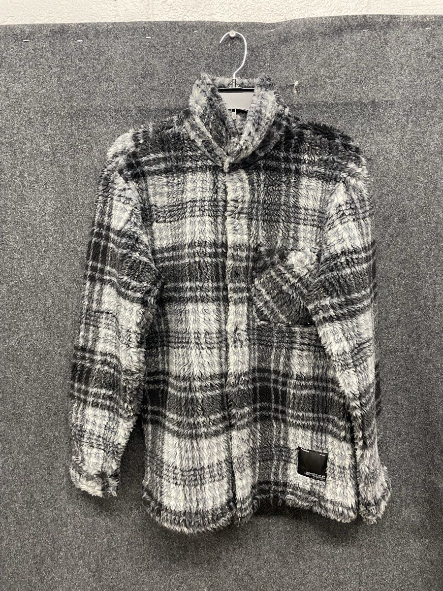 Pull & Bear Men's Urban Theory Gray Plaid Fleece Relaxed Fit Jacket Sz S