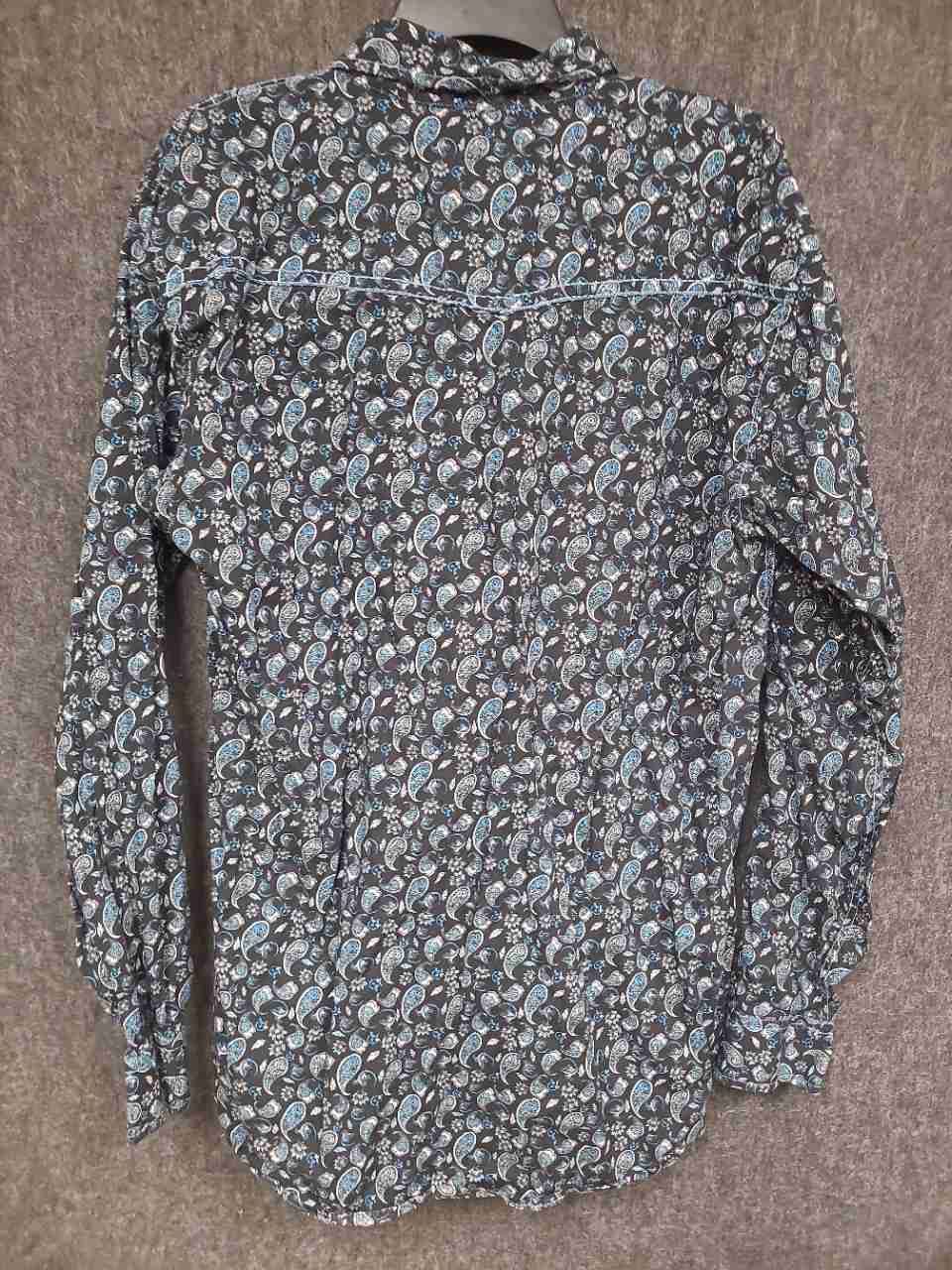 Cowboy Hardware Men's Black Blue Paisley Floral Western Snap Shirt Sz L