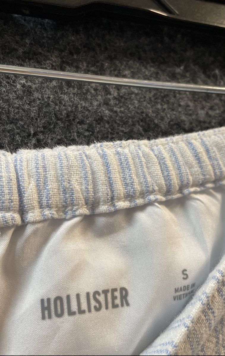 Hollister Women's Blue White Striped Linen Blend Wide Leg Lined Pants Sz S