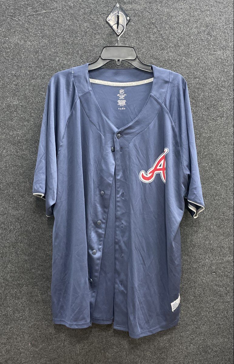 MLB Genuine Merchandise Men's Atlanta Braves Jersey Navy Dynasty Series Sz 2XL