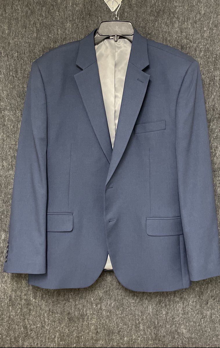 Haggar Men's Blue Travel Performance Tailored Fit 2-Button Suit Blazer Sz 44S