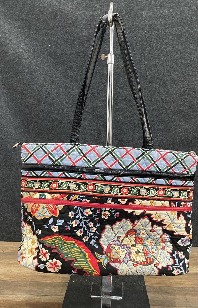 Vera Bradley Indigo Pop Quilted Cotton Tote Bag Large Floral Shoulder Bag