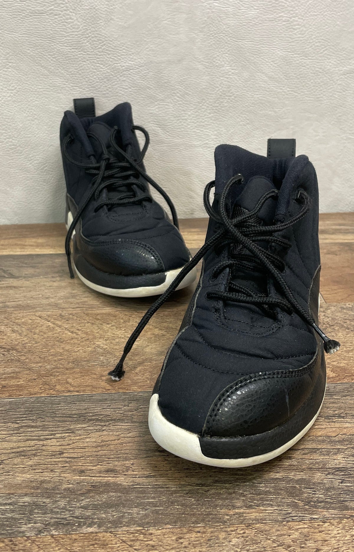 Nike Air Jordan 12 Retro Black Nylon Neoprene Kids Youth Size 3Y 2016