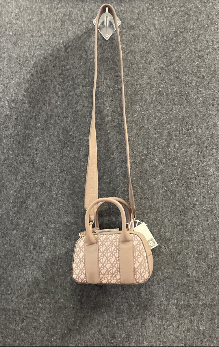 Anne Klein Mink Logo Mini Satchel Crossbody Bag Gold Hardware NWT
