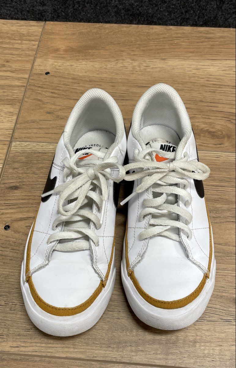 Nike Court Legacy GS White Black Ochre Kids Lifestyle Sneakers Size 4Y