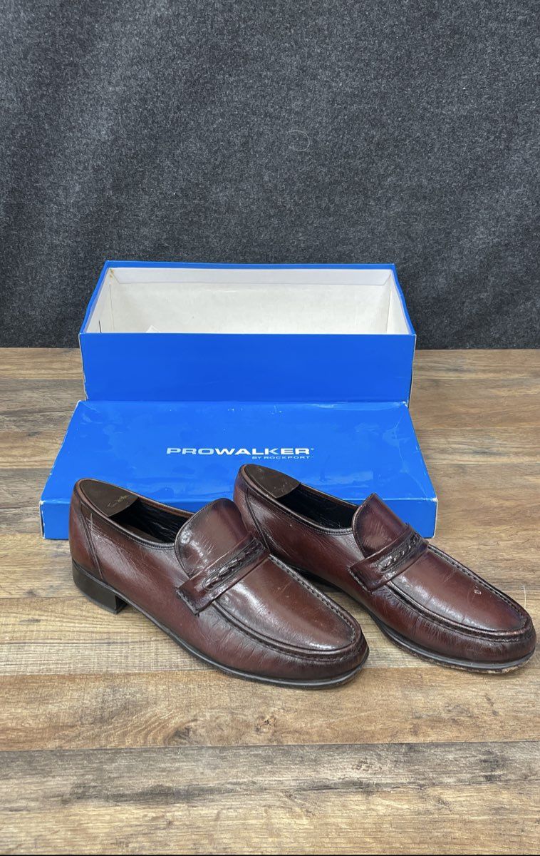 Florsheim 75370 Brown Leather Braided Strap Loafers Men's Size 10D