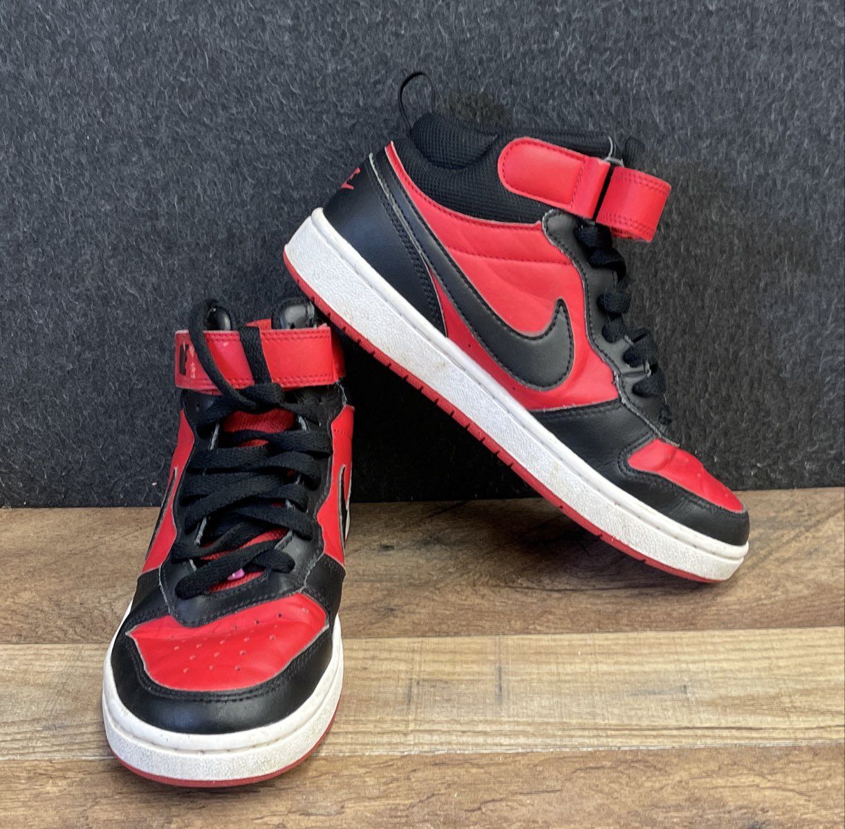 Nike Court Borough Mid 2 GS University Red Black Youth Basketball Shoes Size 4Y