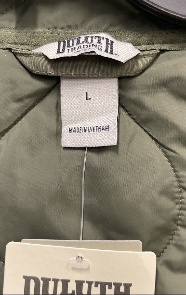 Duluth Trading Co Women's Potter's Hill Quilted Vest Olive Green Snap Front Sz L