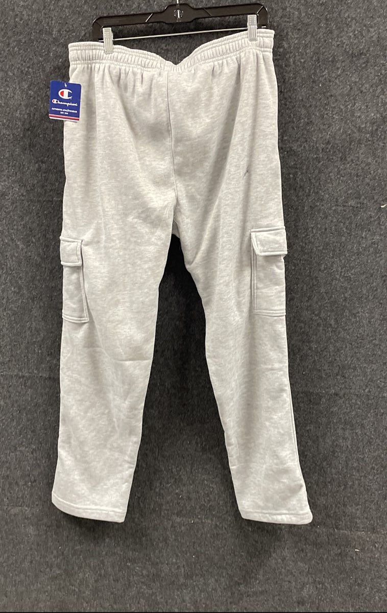 Champion Men's Heather Gray Cargo Sweatpants Fleece Lined Drawstring NWT Sz XL