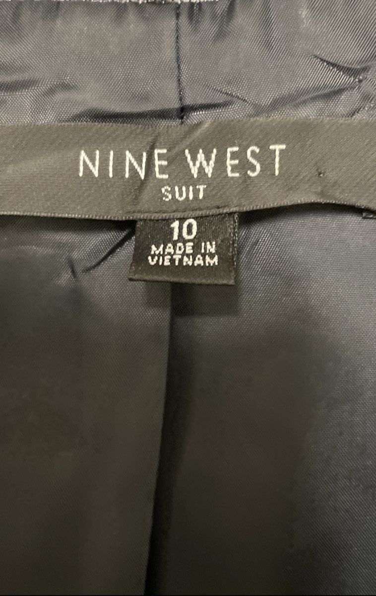 Nine West Women's Gray Puff Shoulder Peplum Suit Jacket Blazer Sz 10