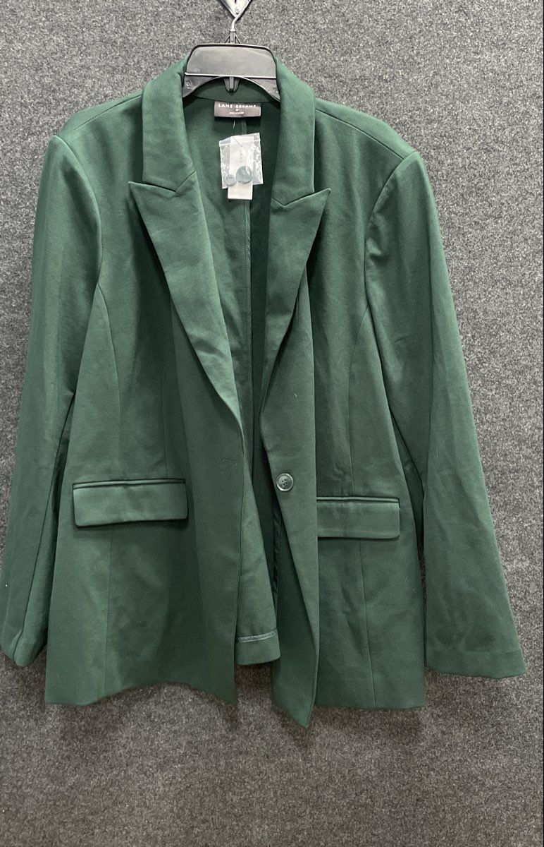 Lane Bryant Women's Green Single Button Ponte Blazer Jacket NWT Size 24