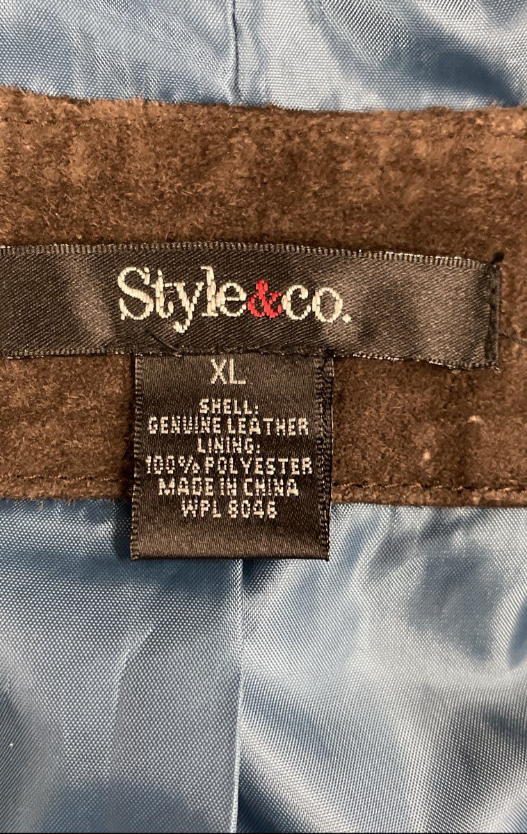 Style & Co. Women's Brown Genuine Leather Suede Blazer Coat Jacket Sz XL