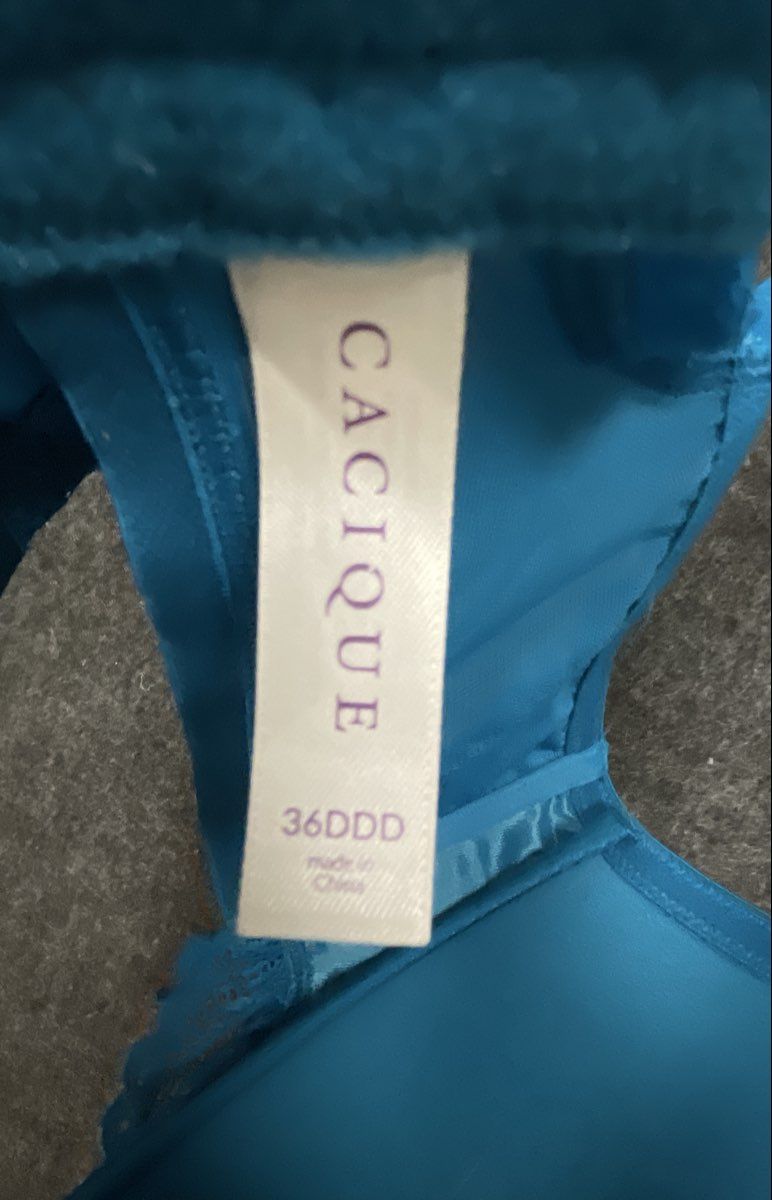 Cacique Women's Seriously Sexy French Balconette Lace Bra Blue Sz 36DDD NWT