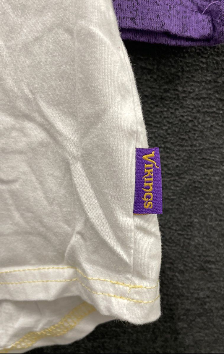 Minnesota Vikings NFL Team Apparel Raglan 3/4 Sleeve Shirt Purple White Sz M