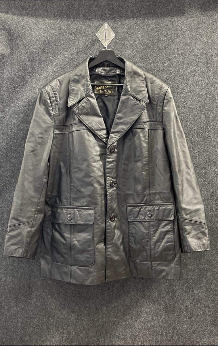 Vintage 80s Golden Collection Raffaelo Men's Black Leather Jacket Sz L 46