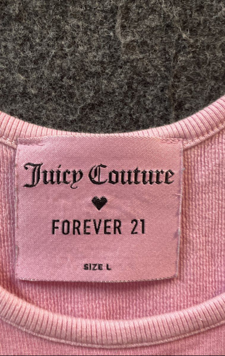 Juicy Couture Women's Pink Ribbed Graphic Racerback Crop Tank Sz L