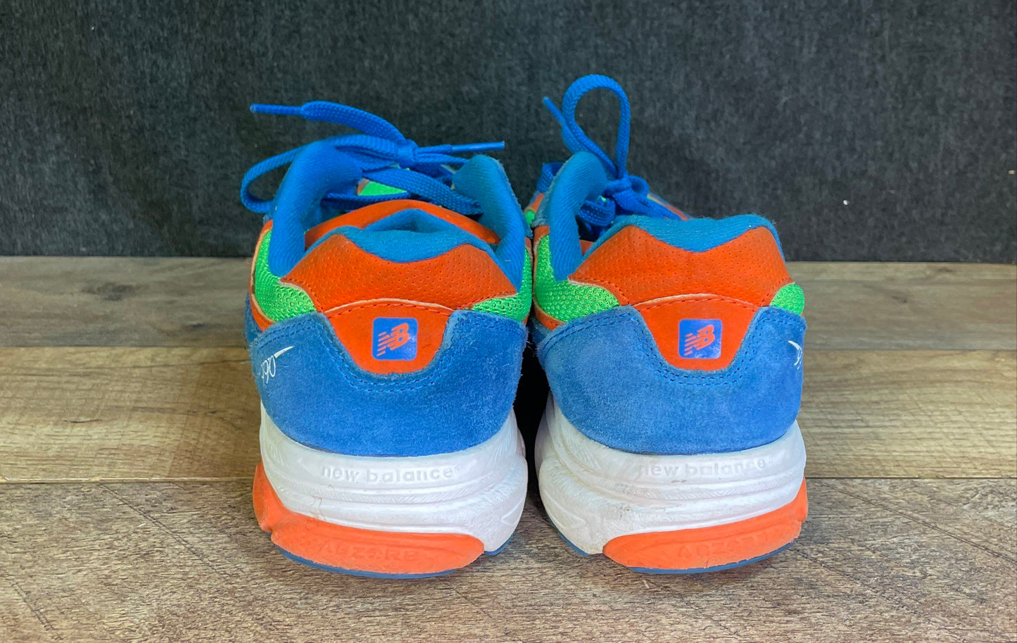 New Balance 990v3 Blue Green Orange Kids Running Shoes KJ990T1G Size 7