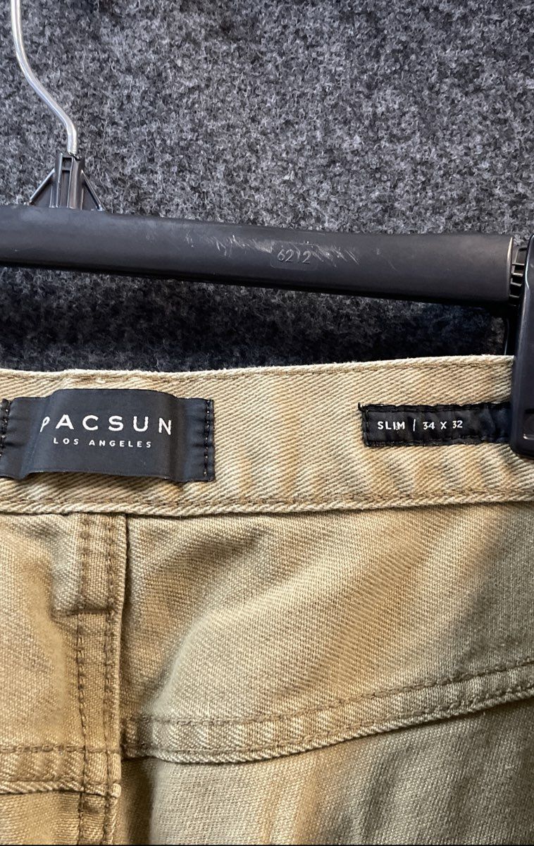 Pacsun Men's Slim Fit Pants Tan Khaki 5-Pocket Cotton Blend 34x32