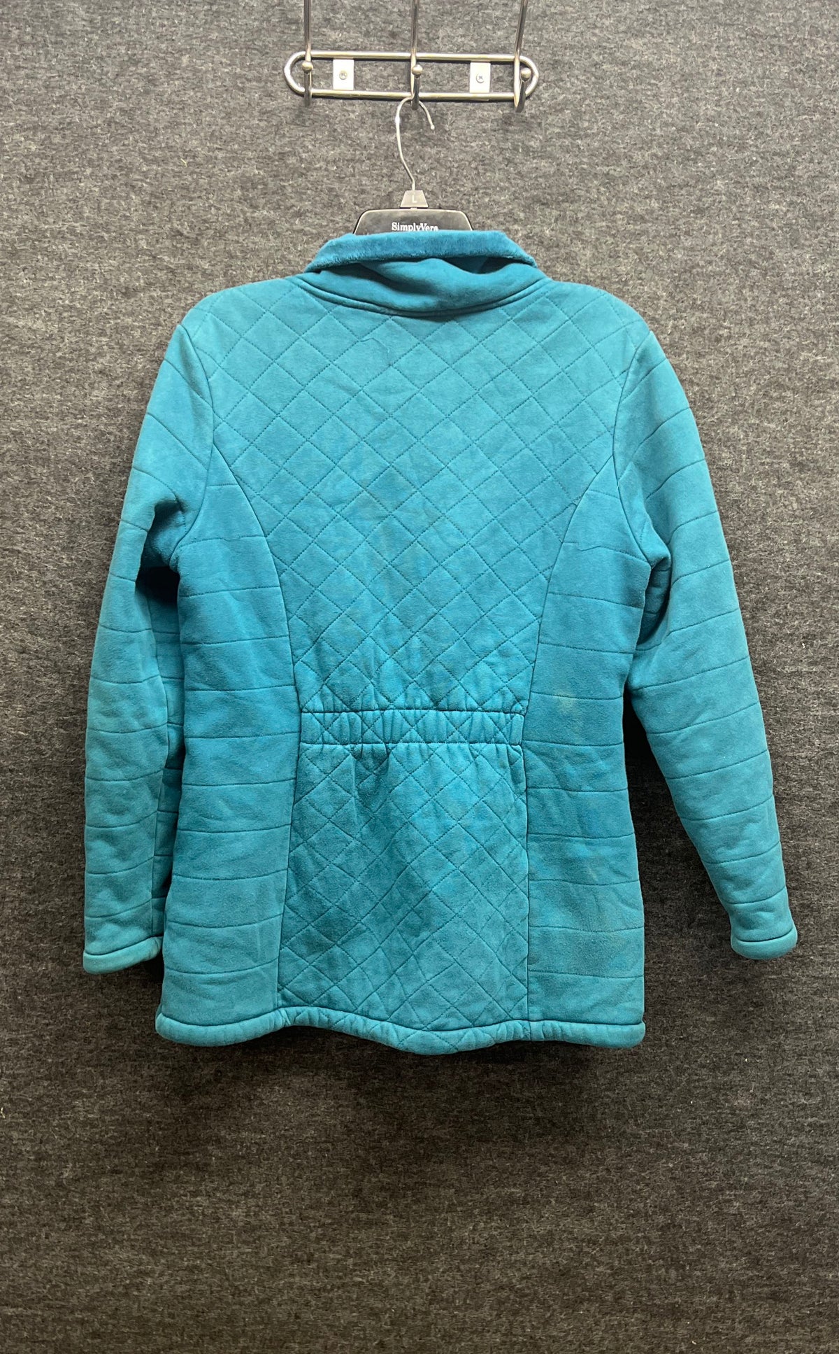 The North Face Women's Teal Blue Quilted Fleece Full Zip Jacket Sz L