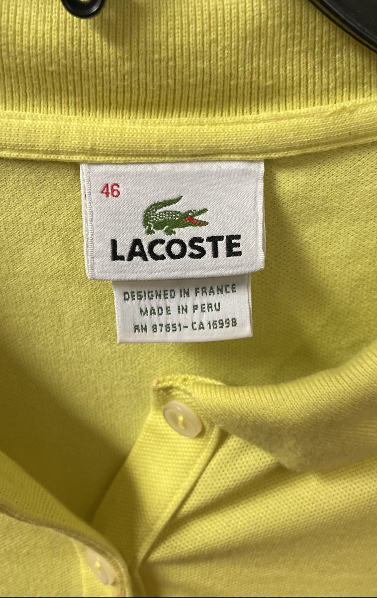 Lacoste Women's Yellow Cotton Stretch Pique Polo Shirt Sz 46