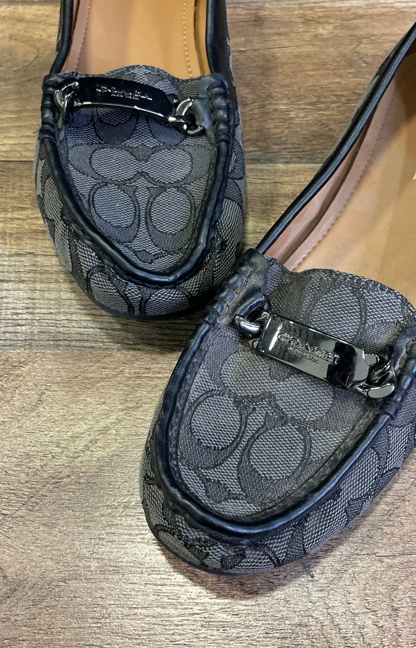 Coach Olive Signature C Jacquard Driver Loafers Charcoal Black Women's Size 9B