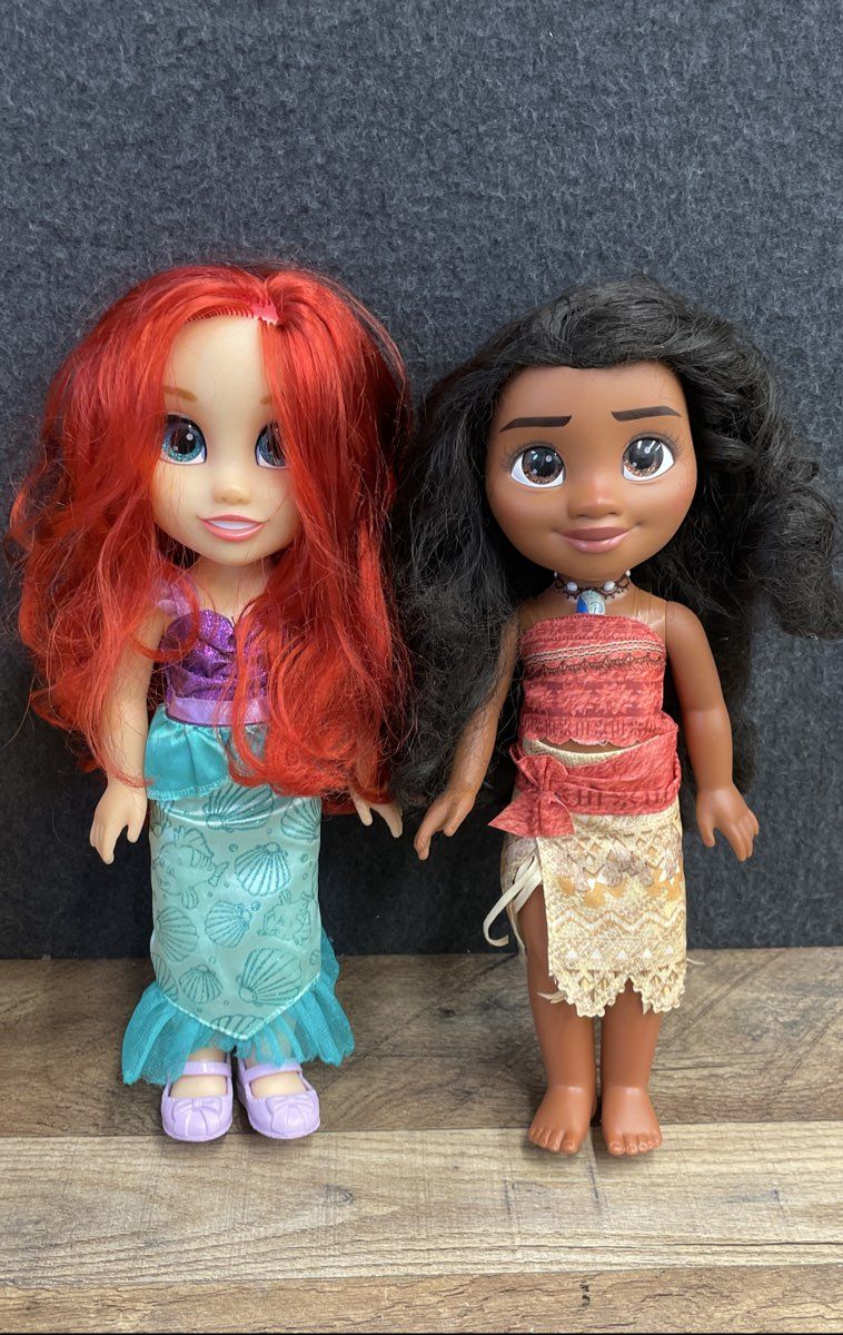 Doll Lot of 3 Disney Princess Ariel Moana Jakks & Sesame Street Elmo Plush
