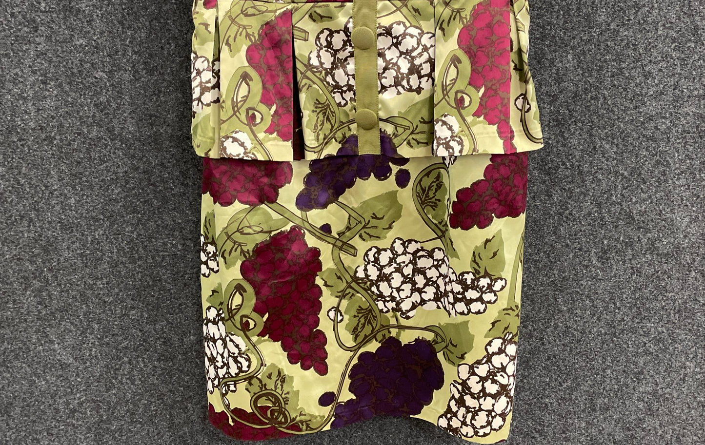 Twelve by Twelve Women's Green Grape Print Peplum Sweetheart Dress Sz XS
